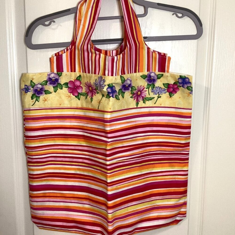 NWOT Handmade Reusable Foldable Grocery Shopping Gym Bag Travel Tote Colorful